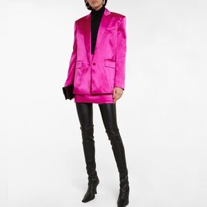 FRAME Strong Shoulder Blazer Jacket Magenta